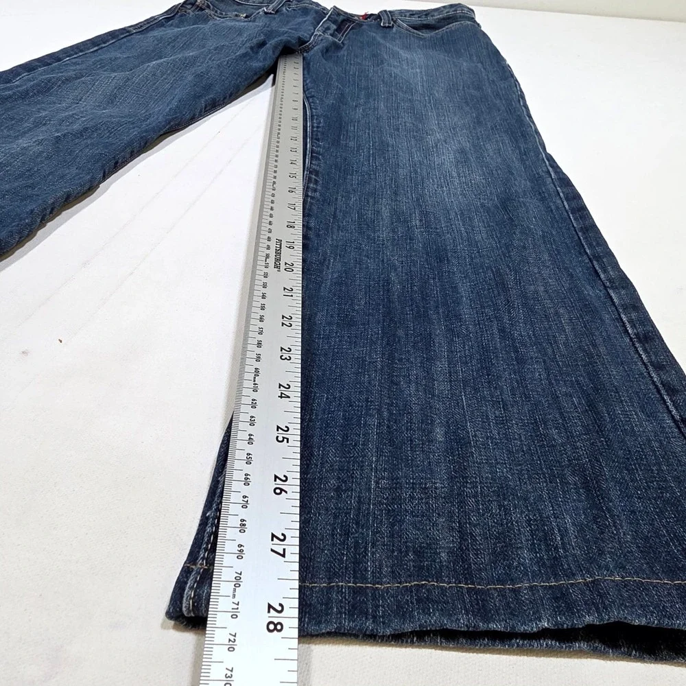 X2 Quality Denim Jeans Mens 33x30 Blue Straight Leg Dark Wash Casual Skater Y2K